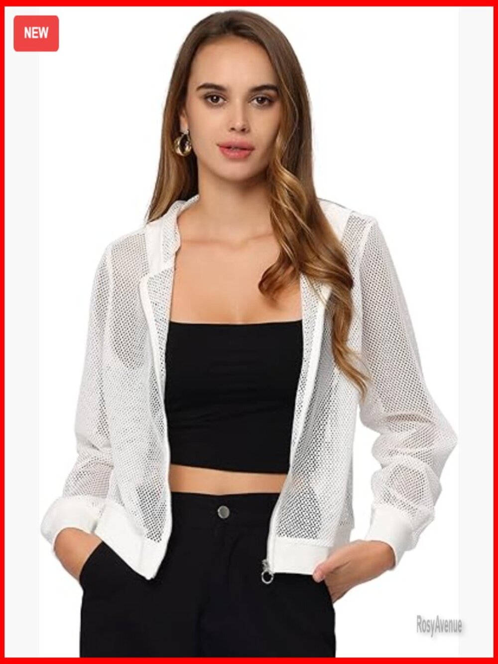 Mesh Sheer Jacket Long Sleeve Hoodie Zip Up Lightweight Casual Outwear Night Out